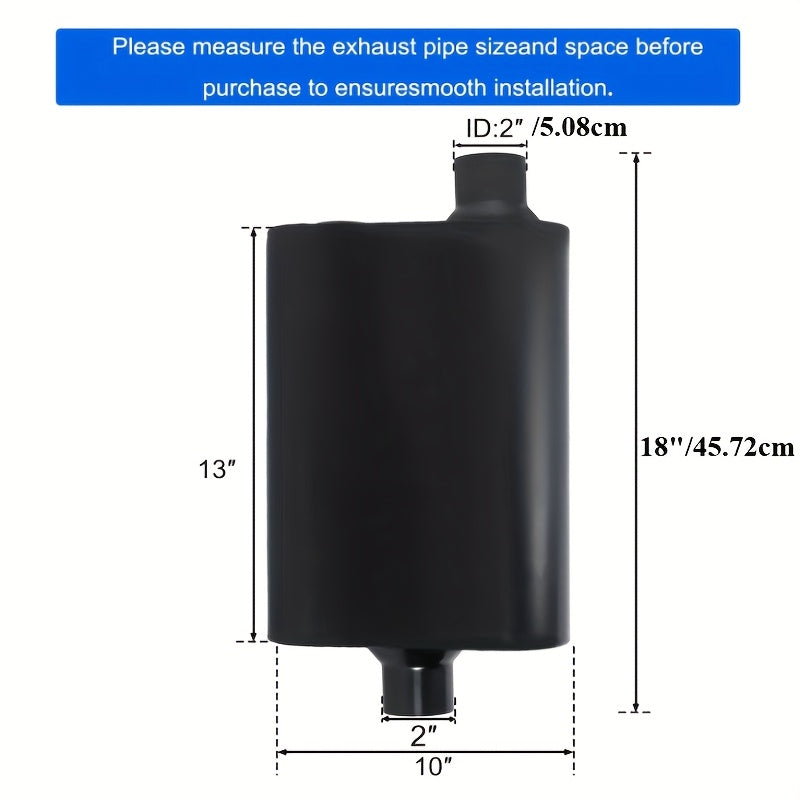 Universal Mufflers Dual Chamber, Offset Inlet Center Outlet.Performance Automotive Muffler Exhaust. 2 Chamber Performance Race Muffler Resonator Anti-corrosive 18" Overall (Silver & Black & Red)