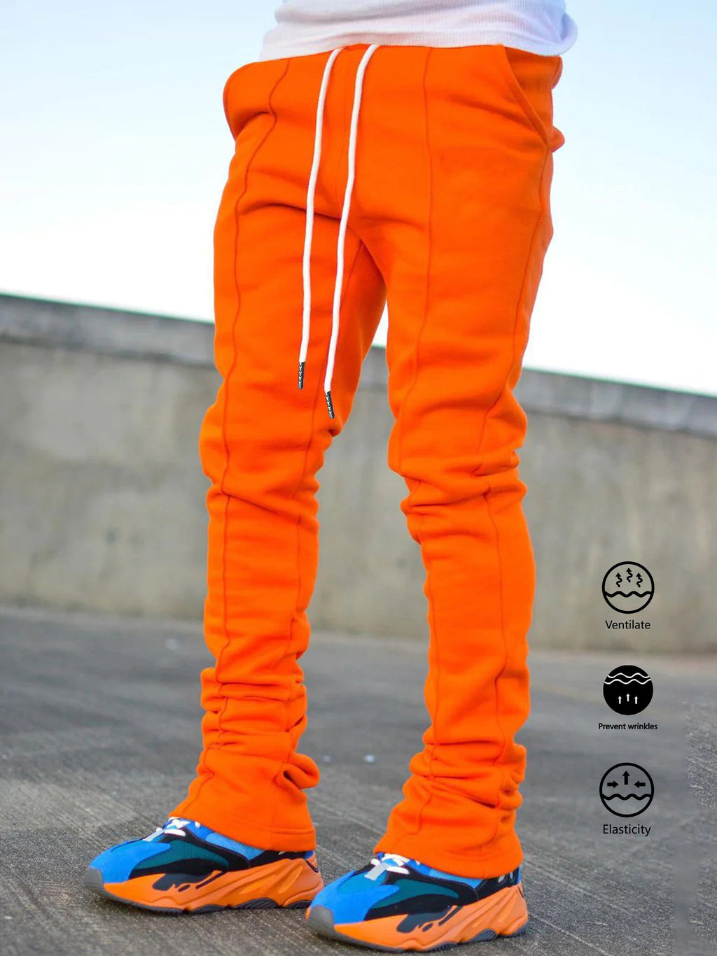 The Hottest Anti-Wrinkle Micro-Elastic Comfortable And Breathable Men'S Casual Trousers Front Mid-Flare Men'S Trousers Jogging Sports Trousers Trendy Trousers Rock Hip-Hop Trousers