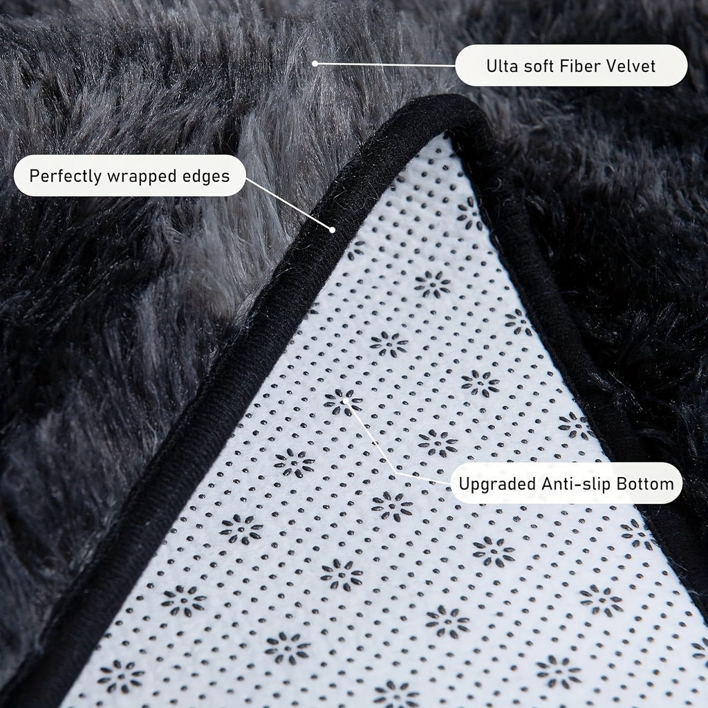 Large Area Rugs For Living Room, Tie-Dyed Shaggy Rug Fluffy Throw Carpets, Ultra Soft Plush Modern Indoor Fuzzy Rugs For Bedroom Home Decor, Tie Dyed-black Gray
