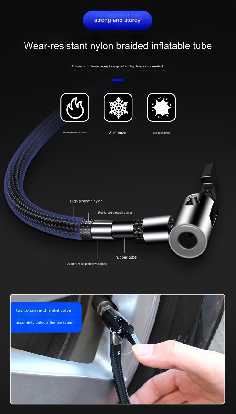 120W multi-function portable automotive air compressor, wired/wireless handheld automotive air pump electric, automotive tire inflator with LED lights