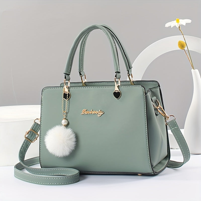 Elegant Lightweight Faux Leather Handbag - Women's Solid Color Shoulder Bag