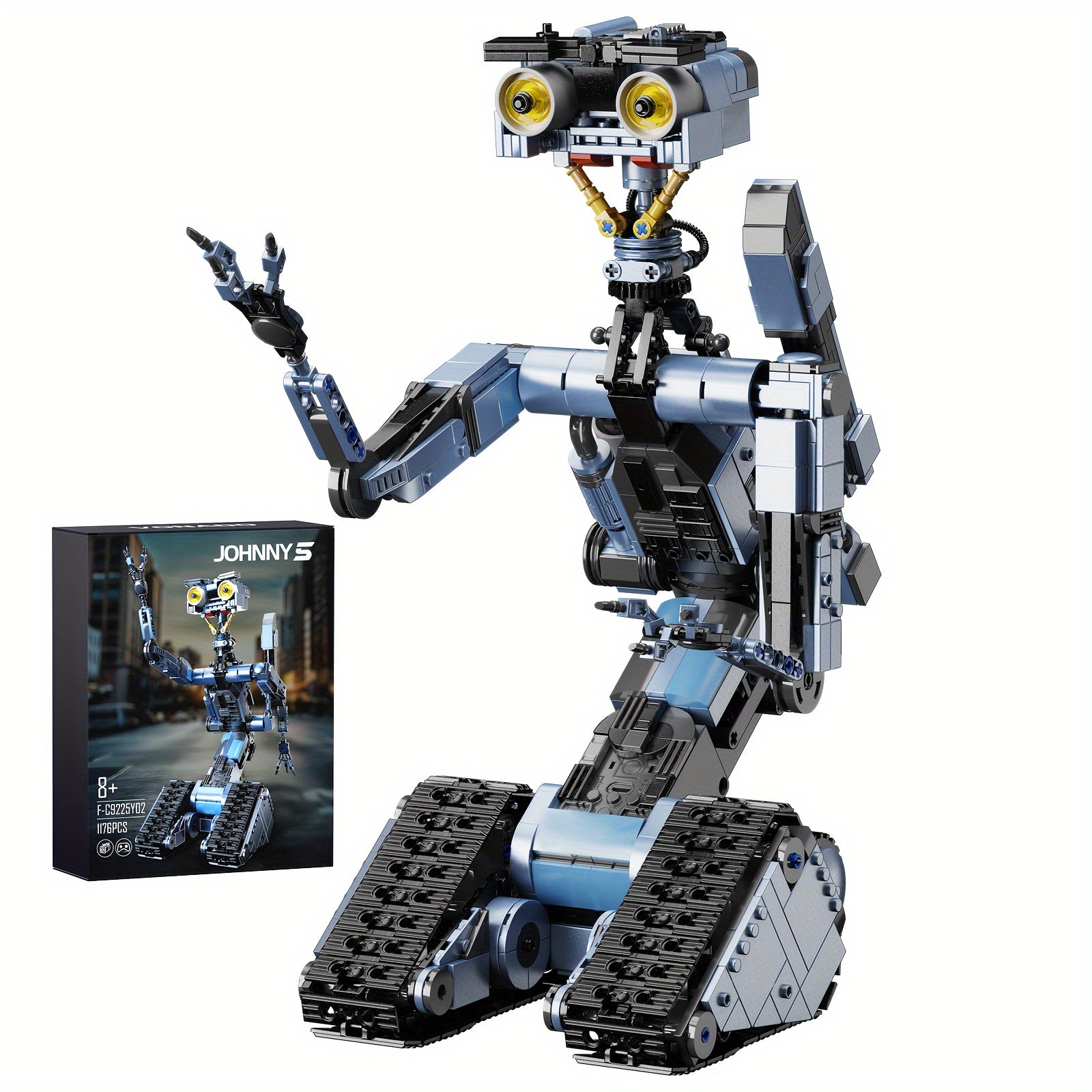1176 Pieces Popular Robot Character Johnny Five Building Block Playset Fan Must Buy Building Block Toys Remote Controlled Motor Version Fun Room Decorations, For Friends Christmas Halloween Gifts