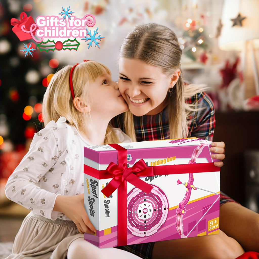 Bow And Arrow Toys With LED Flash Lights For Girls 5 6 7 8 9 10 Year Old, Archery Set Indoor Outdoor Activity With 10 Suction Cup Arrows, Quiver & Target, Birthday For Girls