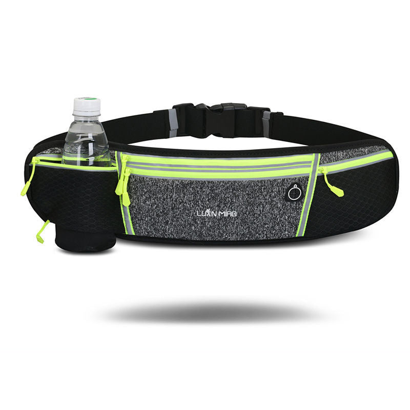 Luan Miao Sports Waist Pack - Black & White, Waterproof Polyester, Adjustable Strap