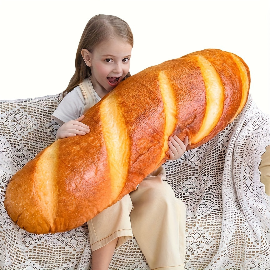 2PC Combo 60cm/23.62in 3D Simulation Bread Shape Pillow Soft Lumbar Baguette Back Cushion Funny Food Plush Stuffed Toy Toast Bread Kids Body Pillow Lumbar Baguette Back Cushion Toys