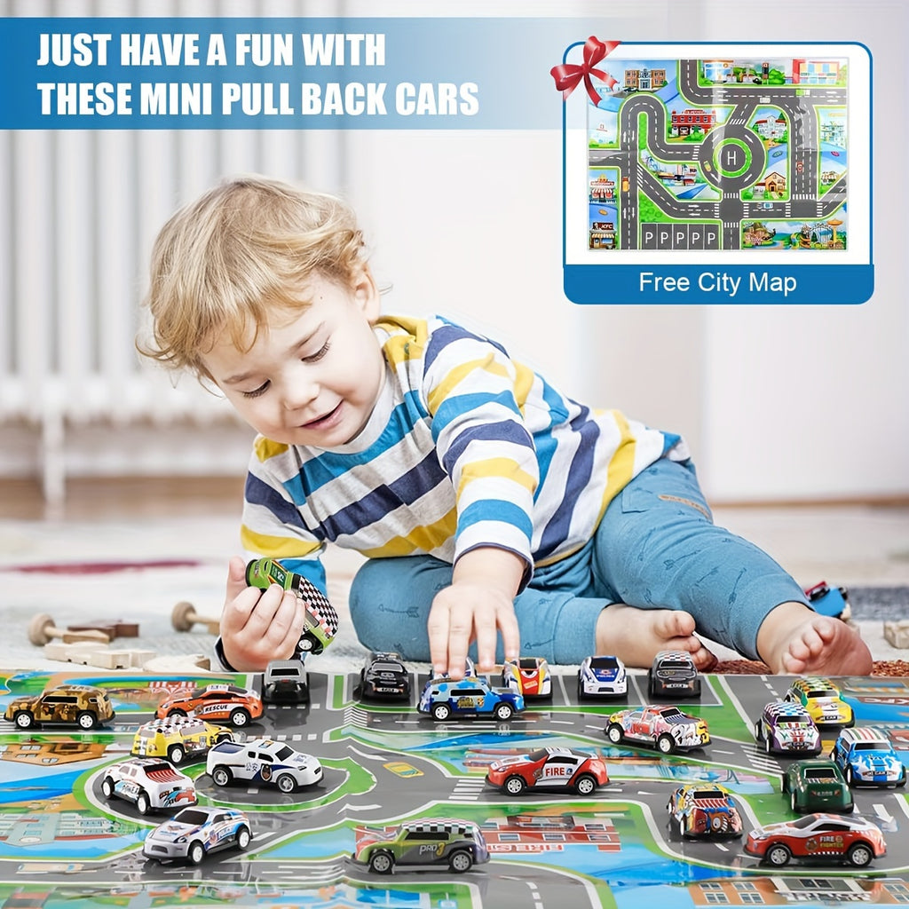 50PCS Pull Back Cars, Toys for 3 Year Old Boys Girls, Push and Go Toy Race Car Vehicle with Storage Box, Friction Power Diecast Kids Toy Mini Cars, Halloween Christmas Gifts