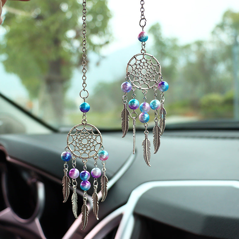 Beautiful Dreamcatcher Car Rear-view Mirror Pendant - Colorful Bead Wind Chime Ornaments