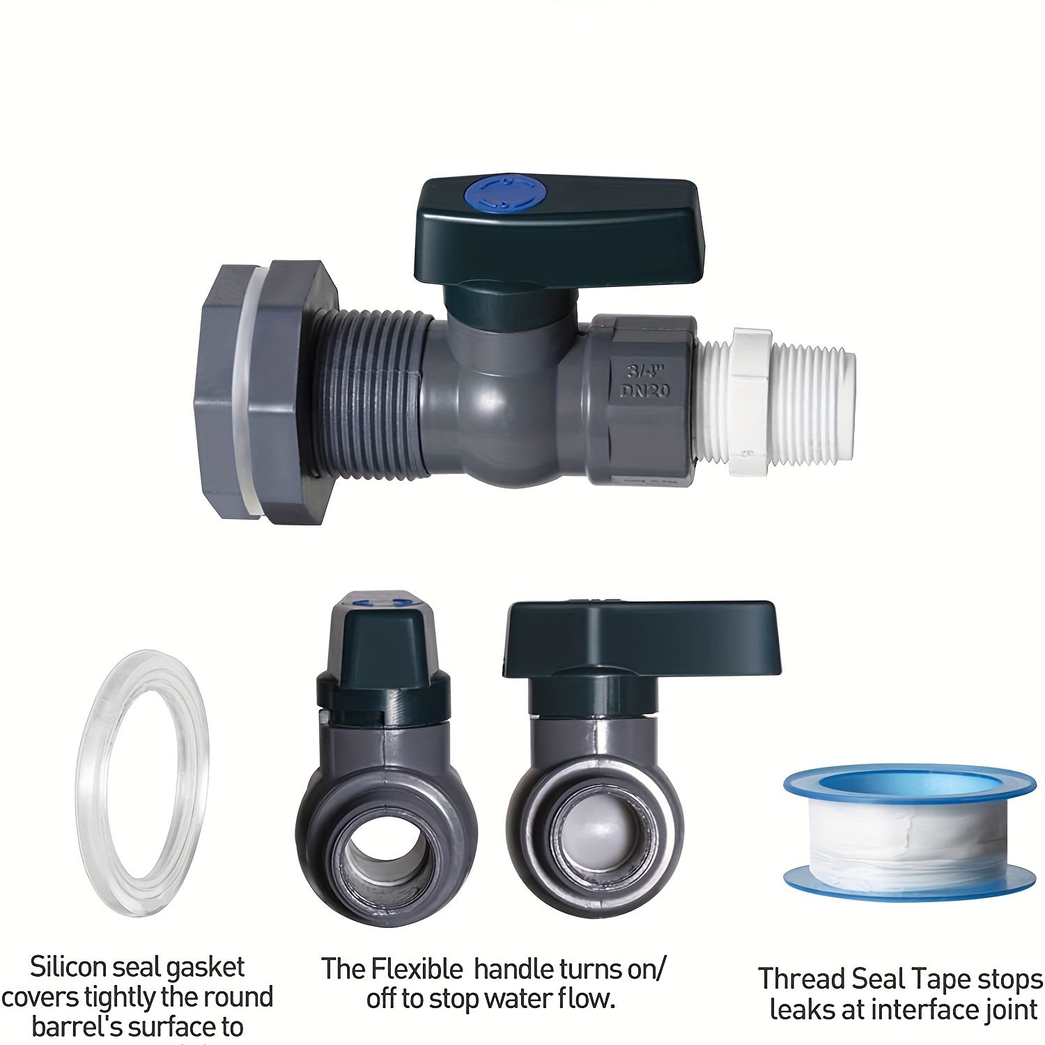 2pcs/ Set, PVC Water Barrel Spigot Kit, Connector Drain Adapter With Inner Connection For Garden, Rain Barre, Garden Tool Supplies