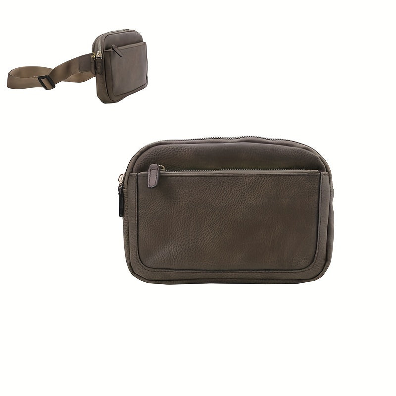 Mini Cute Color Block Sling Bag, Lightweight Portable PU Leather Outdoor Sports Fitness Chest Bag