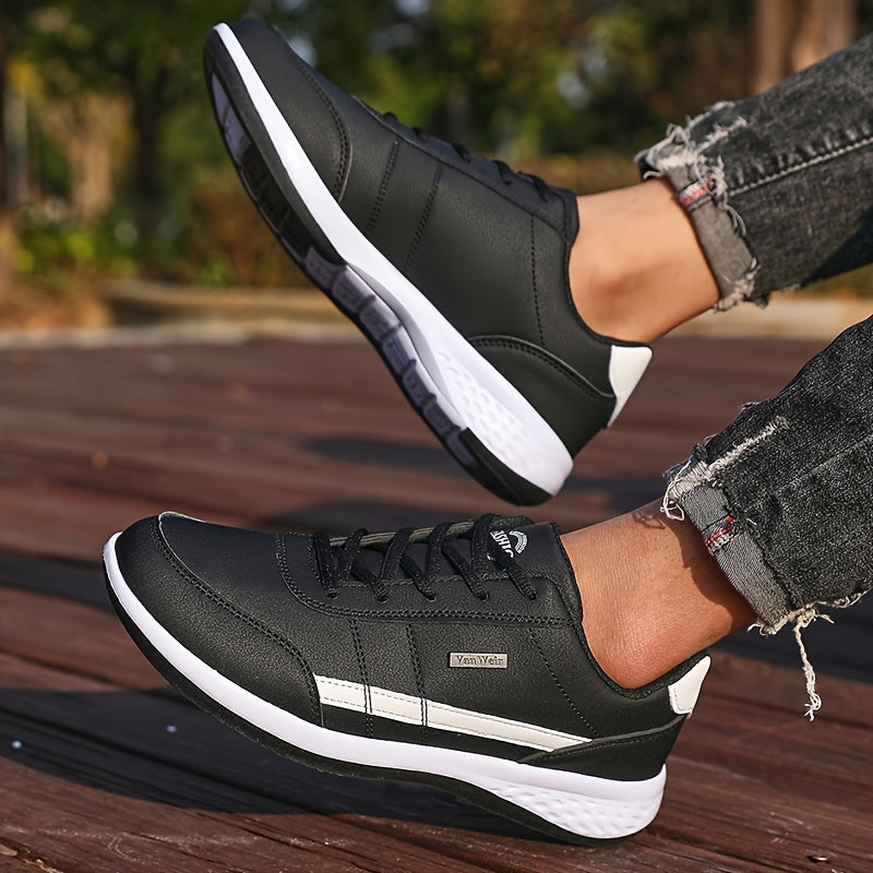 VanWeir Lightweight Men'S Shoes - Navy Blue & White, Stable Lace-Up Sneakers with MD/TPR Sole, Breathable Fabric Lining for Outdoor Sports, Hiking & Casual Wear