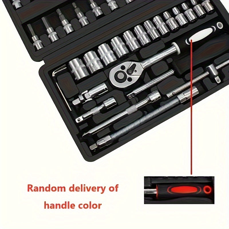 Car Repair Tools: Multi-Purpose Repair Tool Set with Ratchet, Torque Wrench & Screwdrivers - Suitable for Automotive, Motorcycle, and Bicycle Maintenance