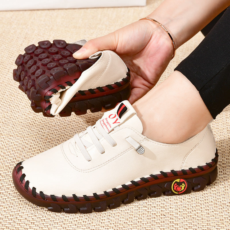 Women's / Round-Toe Flat Shoes with Spoils Accent - Casual Comfortable All-Season Sneakers, PVC Sole & Soft, Breathable for Square Dance, Casual Attire -  Upper (North America/Europe Style)
