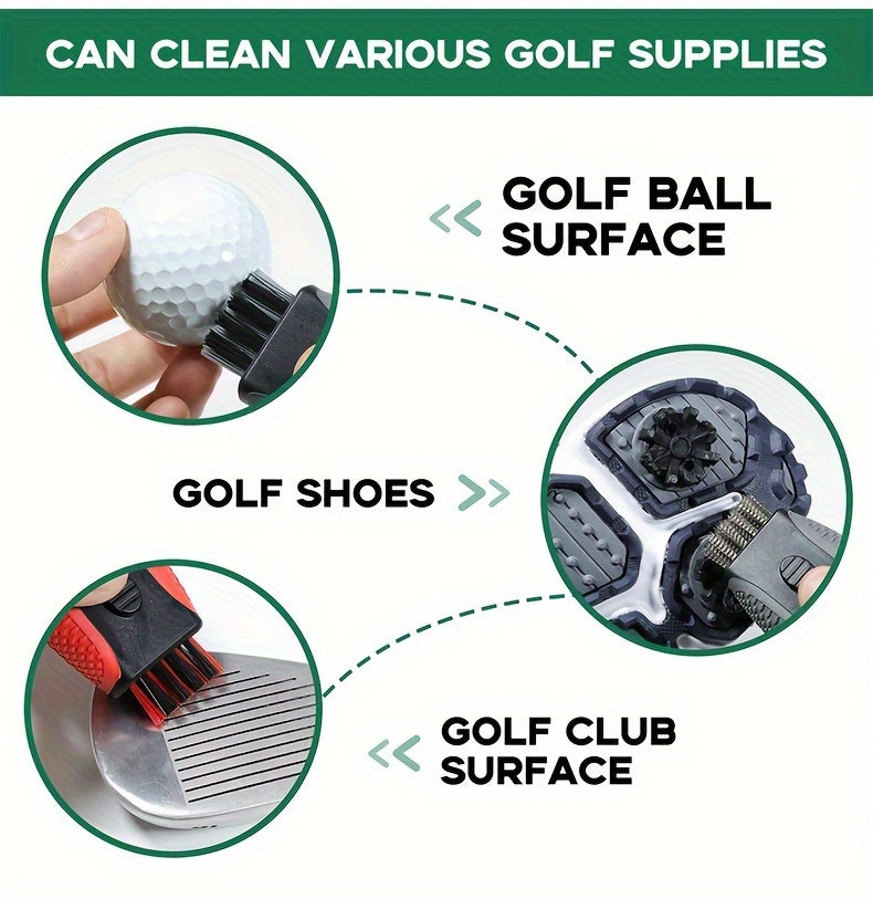 Retractable Pocket Golf Club Cleaning Brush Tool - Wire Brush Club Groove Double Side Cleaner, Golf Accessories