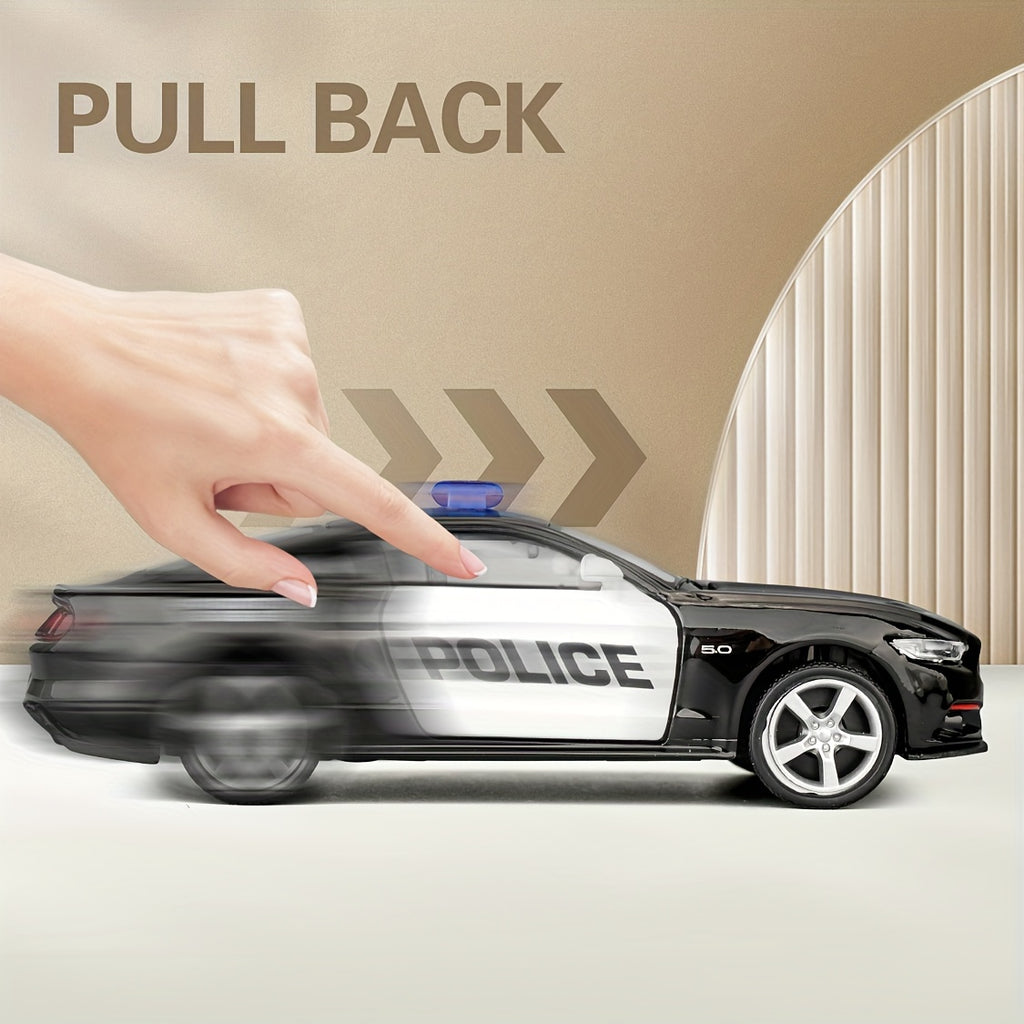 RMZCITY 1/36 Ford Mustang Police Car Model Zinc Alloy Die-Cast Pull Back Vehicles Toys As Gift (Black)