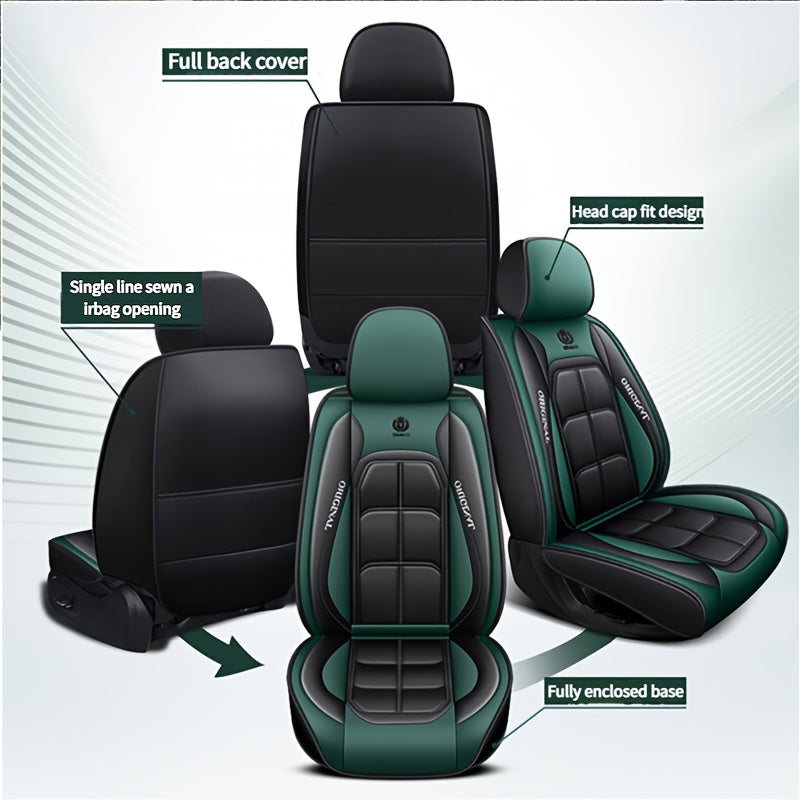 Universal PU Leather Car Seat Set, 5 Seat Full Set Car Seat Cover,