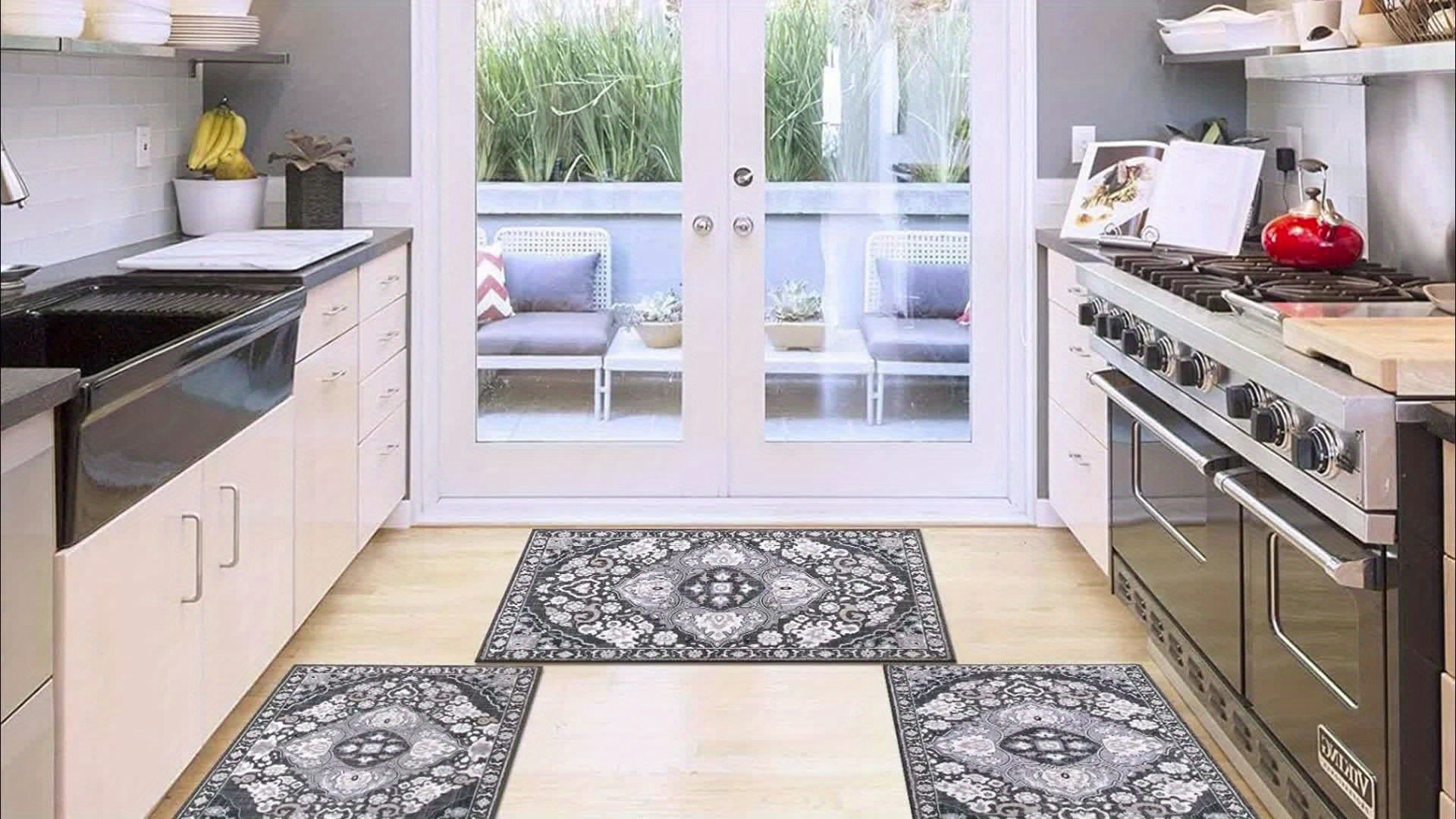 Farmhouse Kitchen Rugs Sets Of 3 Non Slip Washable Boho Kitchen Rugs And Mats for Floor Kitchen Runner Mat Floor Mat for Kitchen, Laundry, Hallways