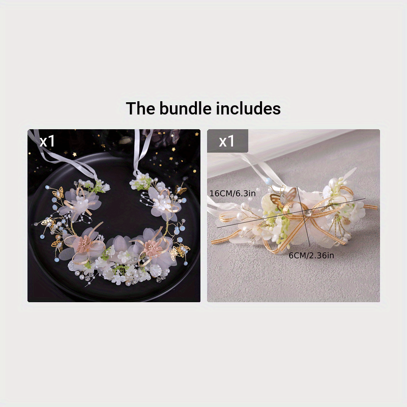 Flower   Headband, Fairy Headpiece Wreath, Sweet Butterfly Flower Headband For Flower Girl, Flower   Crown, Bridal Hair Accessories