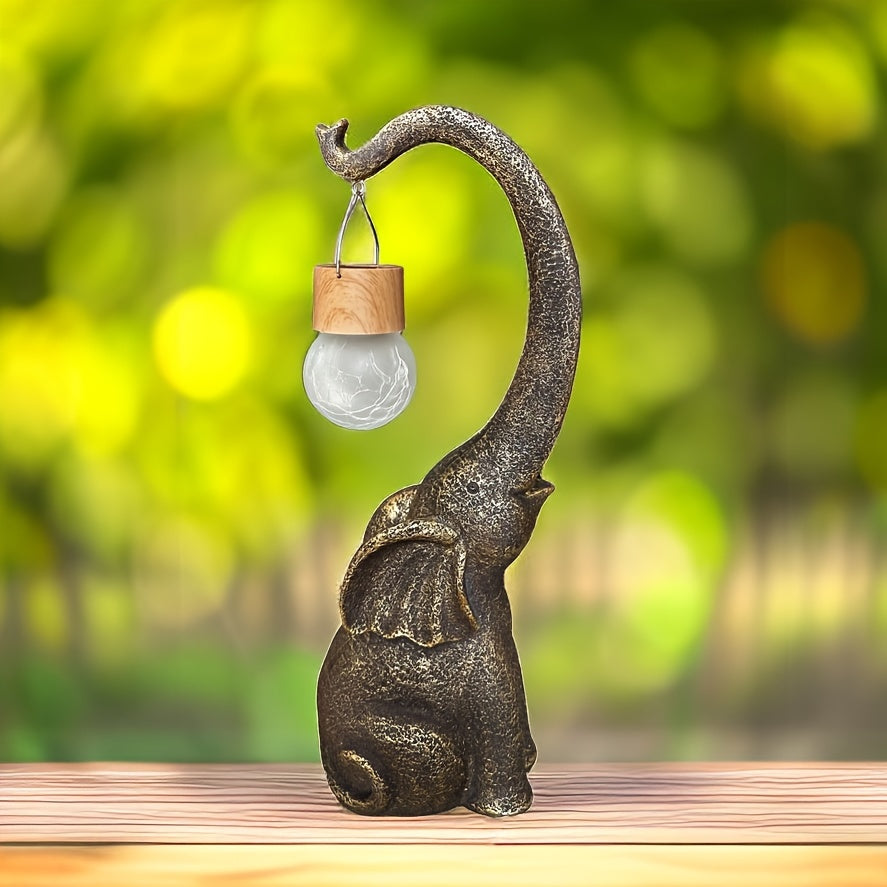 XXOASIS Solar-Powered Copper Elephant Statue Light - Perfect for Garden, Lawn, Balcony, Porch & Pond Decor | Rechargeable, Switch-Controlled Outdoor Illumination | Unique Gift Idea