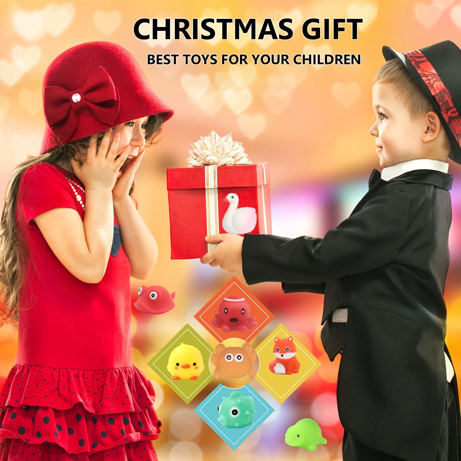 [Popular Choice] Light-Up Water Pool Bath Toy Set, Floating Rubber Toys for Youngsters