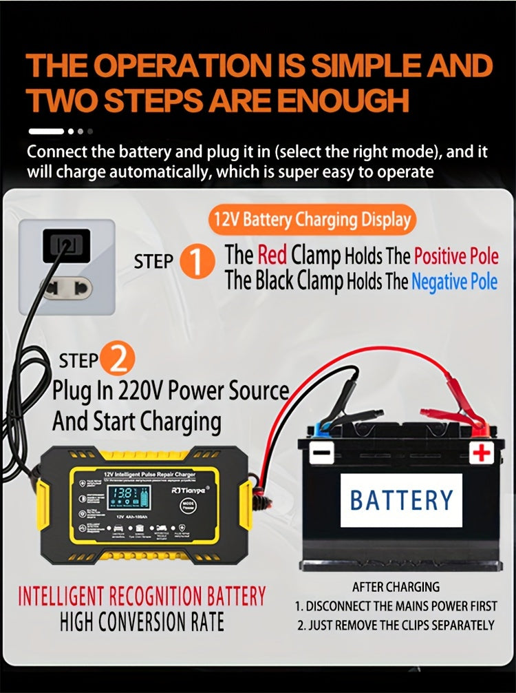 [Smart Battery Charger] RJTIANYE Smart Pulse 12V 6A Battery Charger