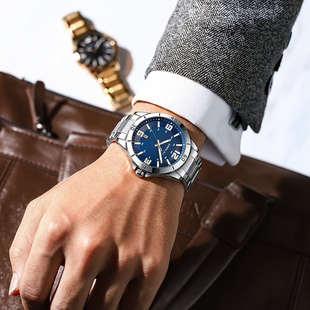 CRRJU Brand Men Watches Business Quartz Watch Men's Stainless Steel Band 1181.1inch Waterproof Date Wristwatches, Ideal choice for Gifts