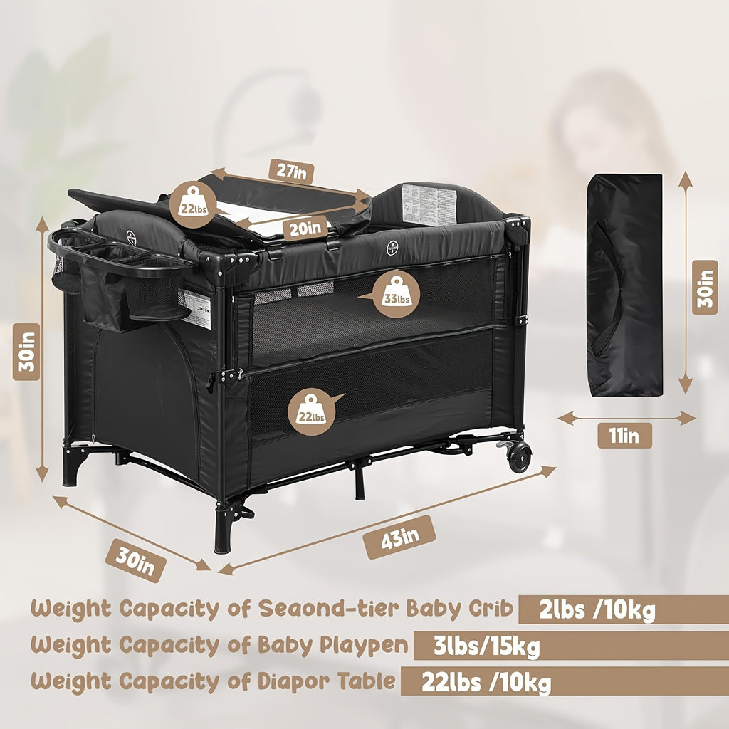 5 in 1 Baby Bassinet Beside Sleeper, Pack and Play Bassinet, Beside Sleeper