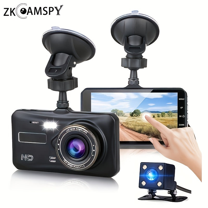 HD 1080P Night Vision Dash Cam - CAR DVR Car Video Recorder - Front And 720P Rear Camera Vehicle Black Box Driver Recorder