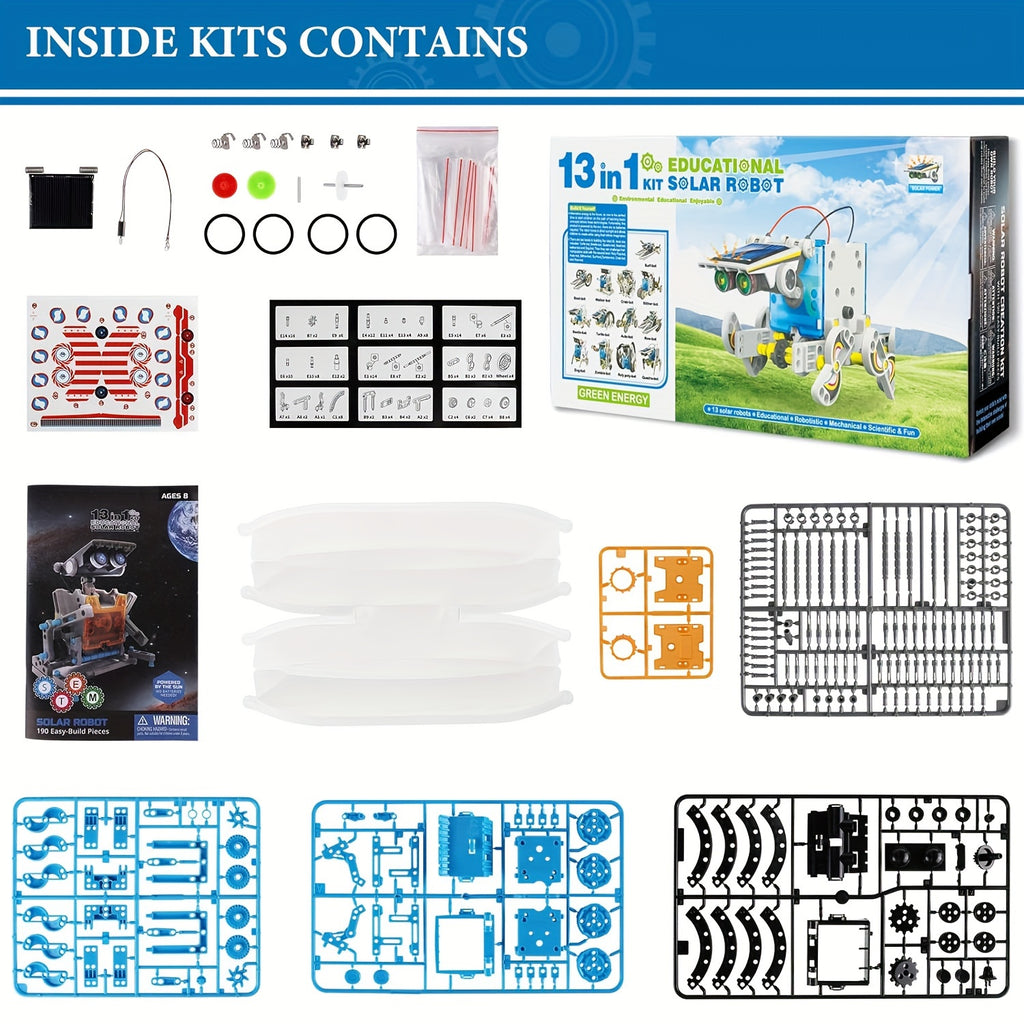 13-in-1 STEM Projects Solar Robot Toy for Kids Ages 8 9 10 11 12 Years Old, Building Science Educational Toys Birthday Gift for Kids Boys Girls