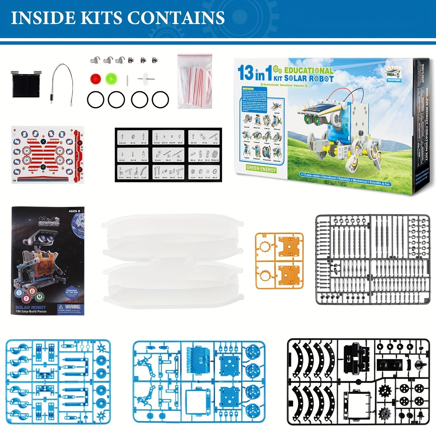 13-in-1 STEM Projects Solar Robot Toy for Kids Ages 8 9 10 11 12 Years Old, Building Science Educational Toys Birthday Gift for Kids Boys Girls