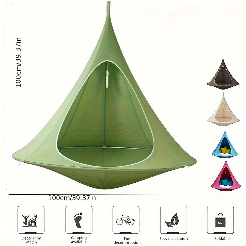 1pc Foldable Outdoor Garden Hammock Chair, Large Size Waterproof Swing Chair, Easy Installation And Storage, Indoor & Outdoor Relaxation, Yard Camping Gear