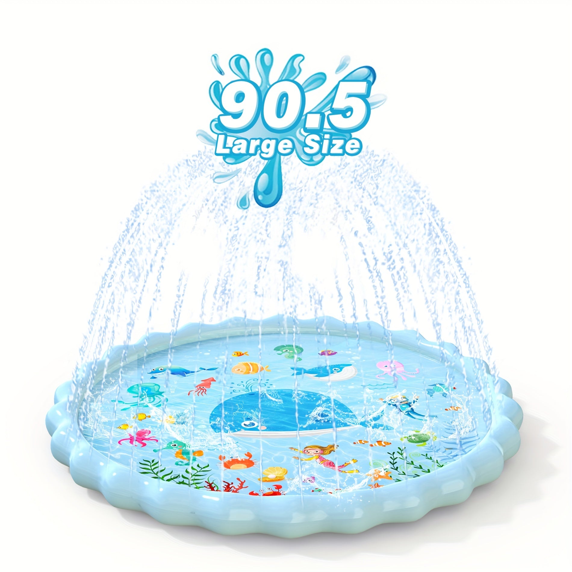 Extra Large Inflatable Splash Pad & Sprinkler Play Mat for Kids - Thickened Durable Plastic with Marine Life Design, Water Spray Fun for Ages 3-12 Years, Summer Outdoor Water Toys for Boys & Girls