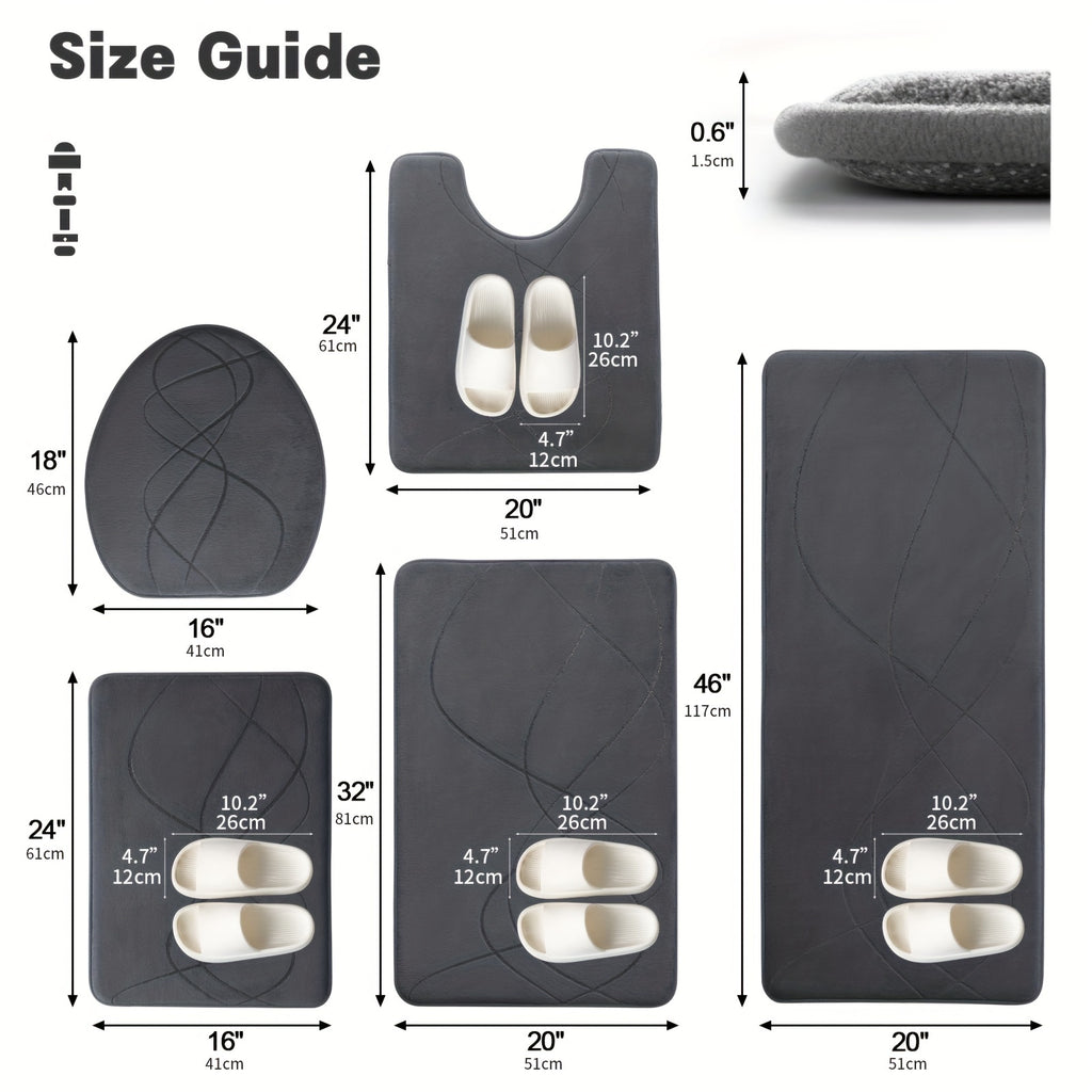 Bath Mat Set, Memory Foam Bathroom Rug Sets, Ultra Absorbent Bath Mat For Bathroom, Tub, Toilet - Non-Slip Bath Rugs Machine Washable & Dries Quickly, Bathroom Accessories, Bathroom Decor Set