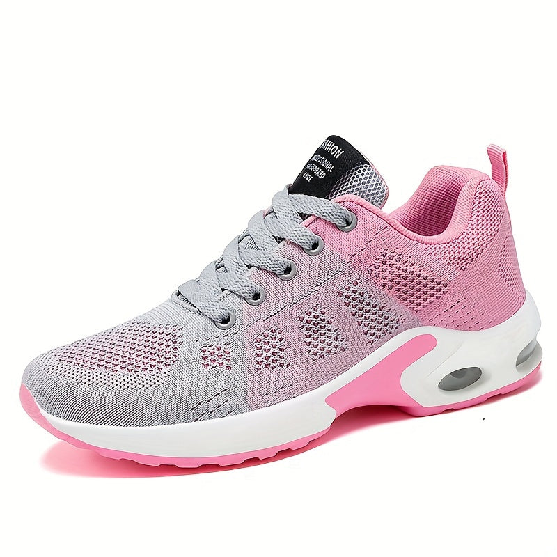 Lightweight Mesh Lace Up Women's Fashion Sneakers, Air Cushion Running Sports Shoes