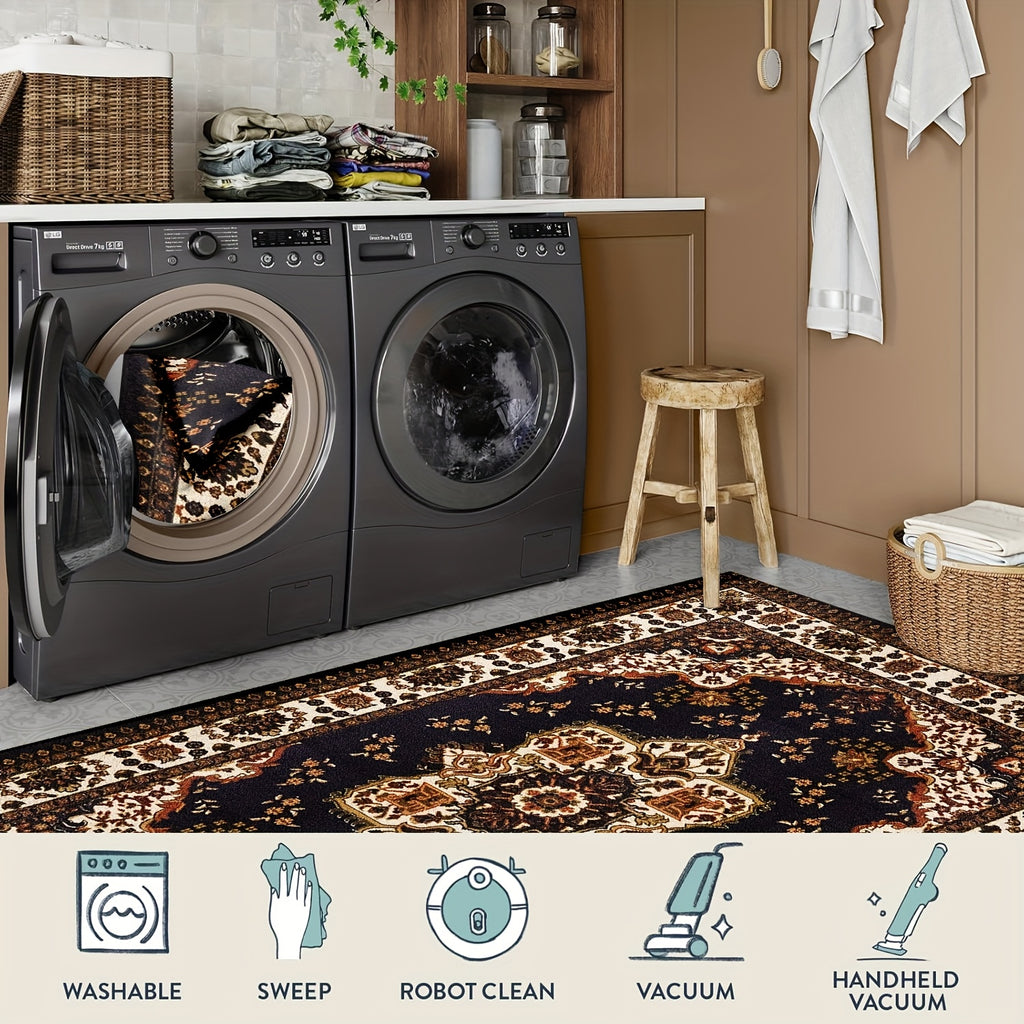 Brown/Black/Beige/Gray/Blue/Red/White/Green/ 1pc Extra Large Luxury Mat - Extra Wide Luxury Floor Mat with Non-Slip Backing, Machine Washable - Extra Large Area Mat for Living Room, Bedroom, Hallway - Persian Bohemian Mat for