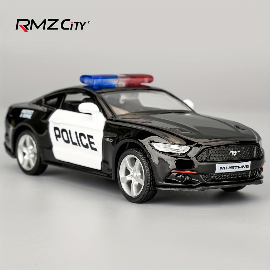 RMZCITY 1/36 Ford Mustang Police Car Model Zinc Alloy Die-Cast Pull Back Vehicles Toys As Gift (Black)