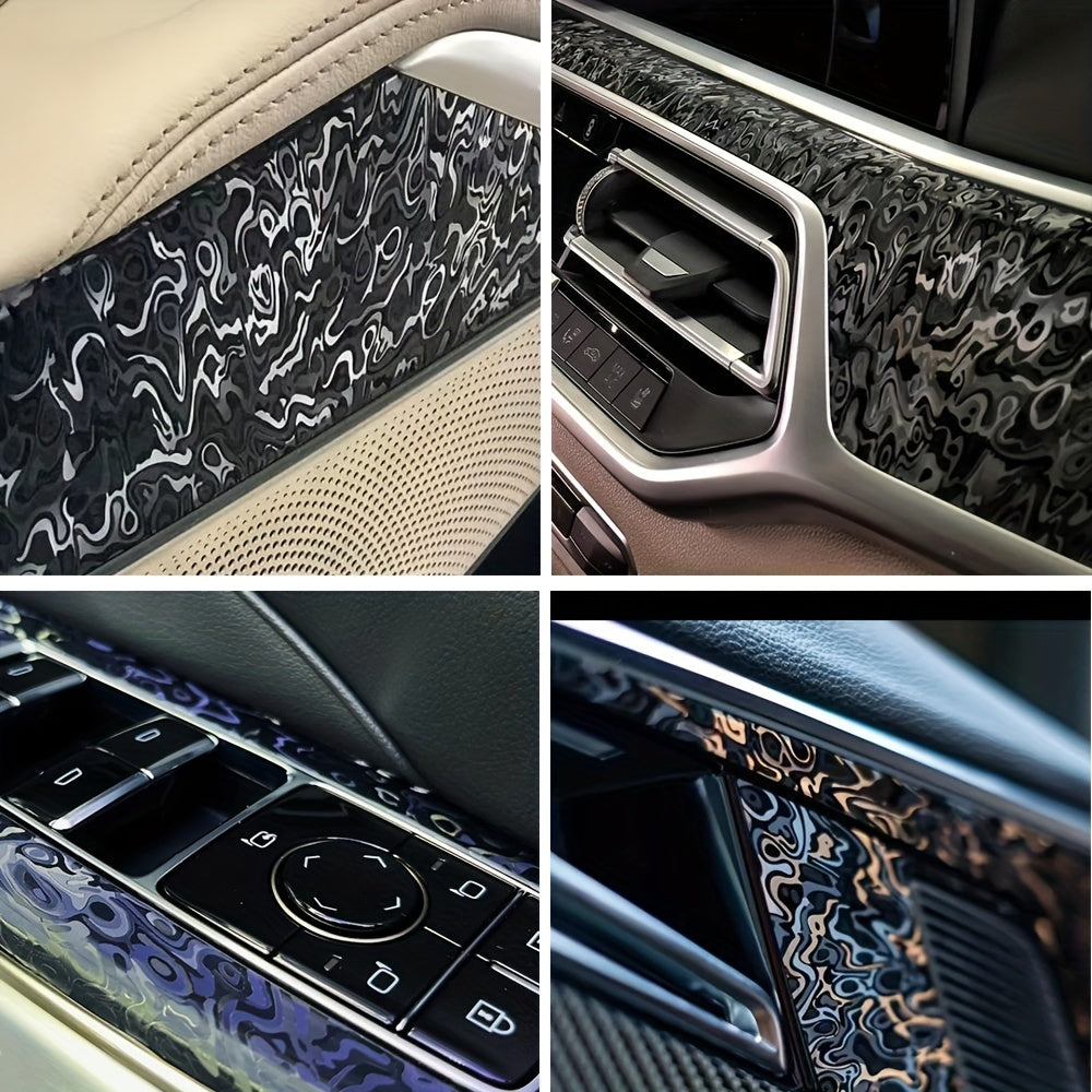 50x150cm Black Ghost Pattern PET Vinyl Wrap Roll - Premium Self-Adhesive,