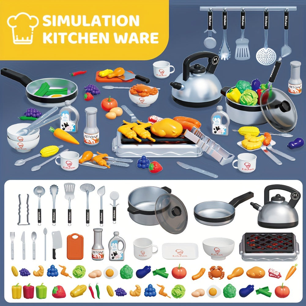 Play Kitchen Accessories, Kitchen Set For Kids With Play Pots And Pans, BBQ Camping Kitchen Playset, Pretend Kids Kitchen Accessories Toy Gifts For Girls Boys, Grill Playset Toys For Boys Girls