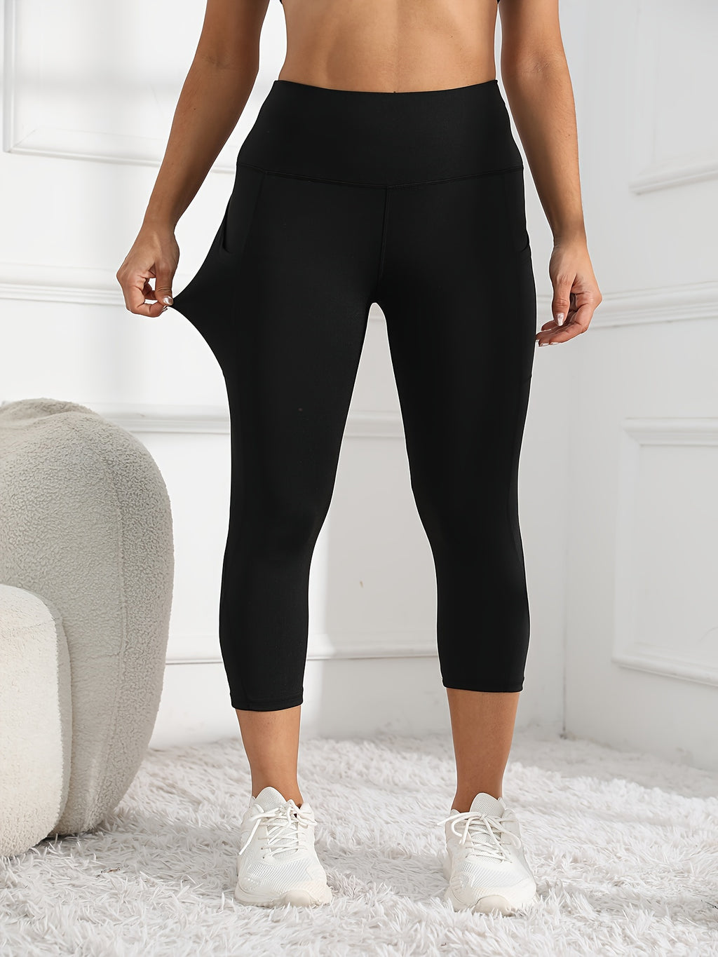 Women's High-Waisted 7/8 Length Leg Workout Leggings - Full-Length Leg Muscle-Building Gym Pants with Pockets,