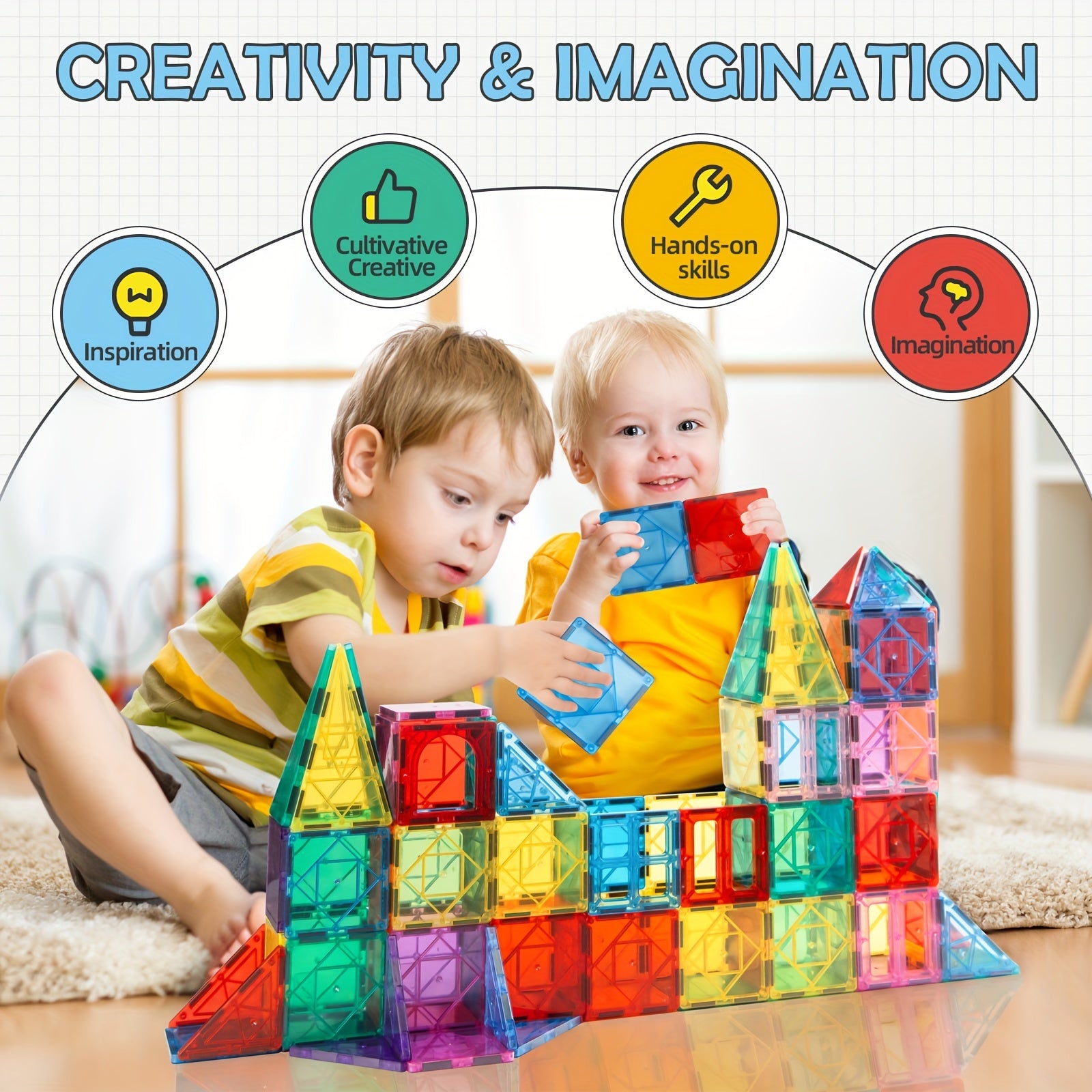 102PCS Magnetic Building Blocks, Magnetic Tiles 3D Kids Toys Sets, Building Construction Educational STEM Toys for 3+ Year Old Boys and Girls Christmas Birthday Gifts