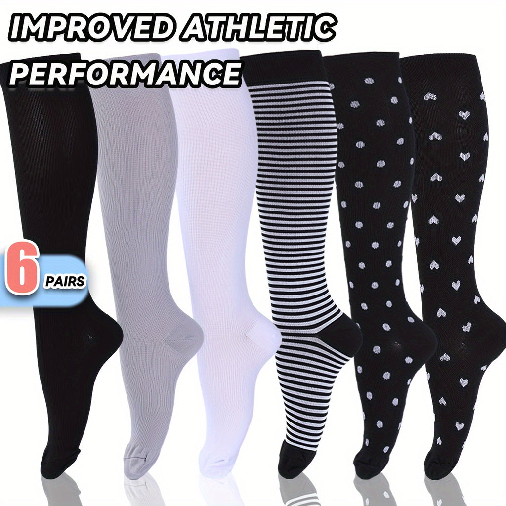 15-20mmHg Copper Compression Socks - 6 Pairs For Women And Men - Graduated Compression For Improved Circulation And Reduced Swelling