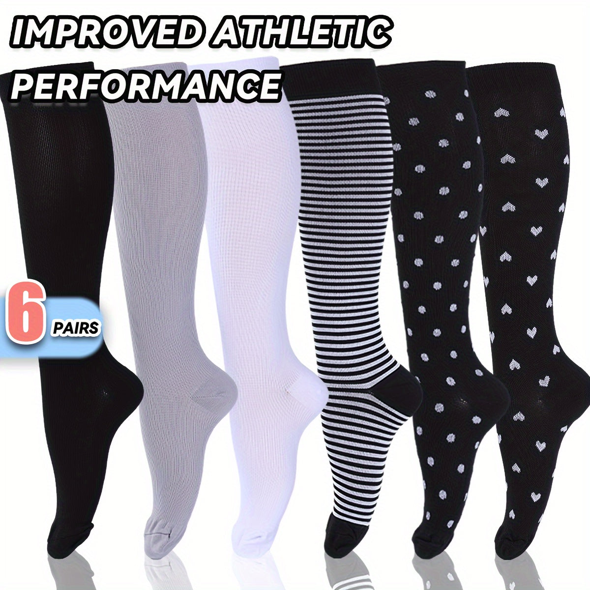 15-20mmHg Copper Compression Socks - 6 Pairs For Women And Men - Graduated Compression For Improved Circulation And Reduced Swelling