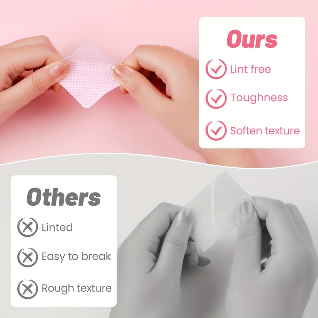 300pcs/600pcs Lint Free Nail Wipes Nail Polish Remover Pads Absorbent Soft Nail Cleaning Wipes Sheet Removal Manicure Tool