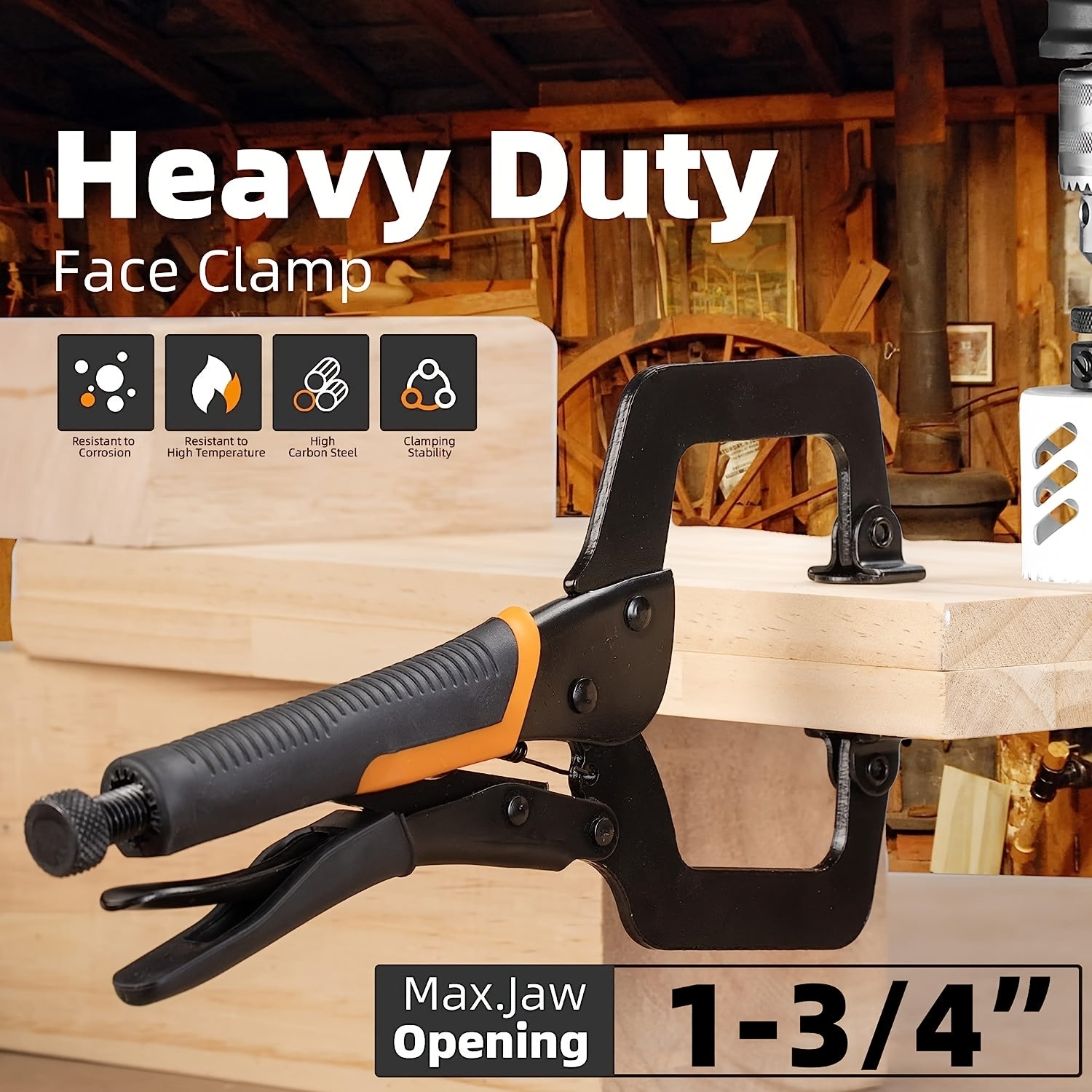 SHINYORK Black Electrophoresis Metal Face Clamp, 3pcs 6" Heavy Duty Locking C-Clamps