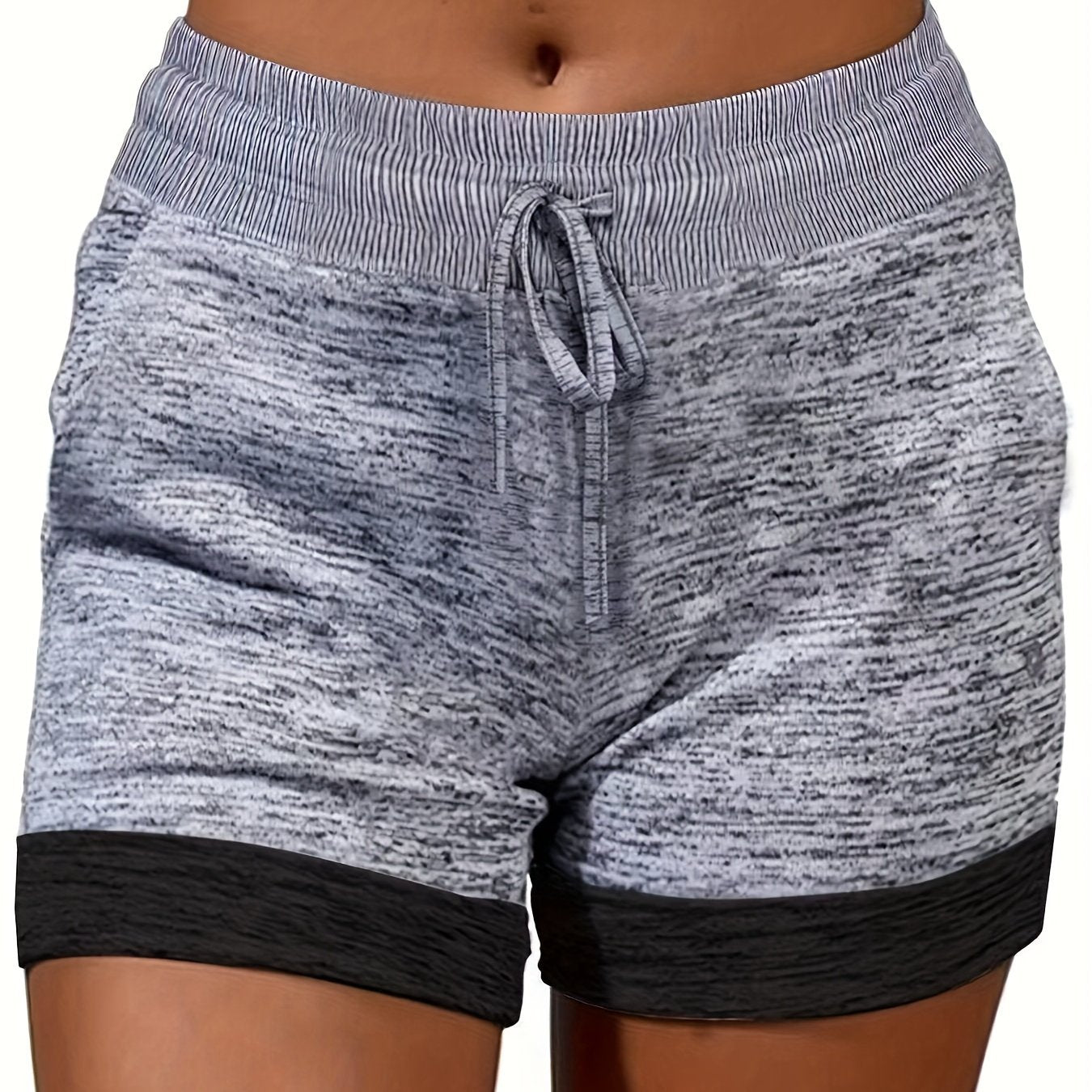 Plus Size Casual Leggings, Women's Plus Star Print Elastic Drawstring Medium Stretch Sports Shorts