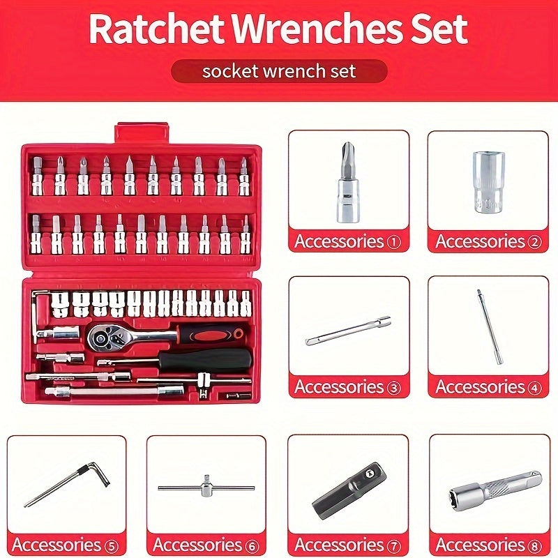 46-Piece Socket Wrench Set - Fast and Efficient, Compact and Portable