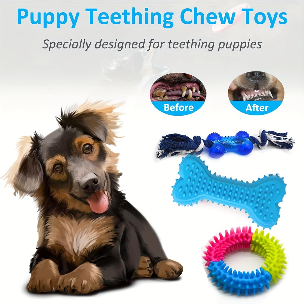 Dog Teething Chew Toys - 17 Pack Tough Small Medium Large Breed Puppy Toys, Dogs Rope Chew Toys Bundle for Boredom, Pet Interactive Squeaky Treat Dispensing Ball for Puppies