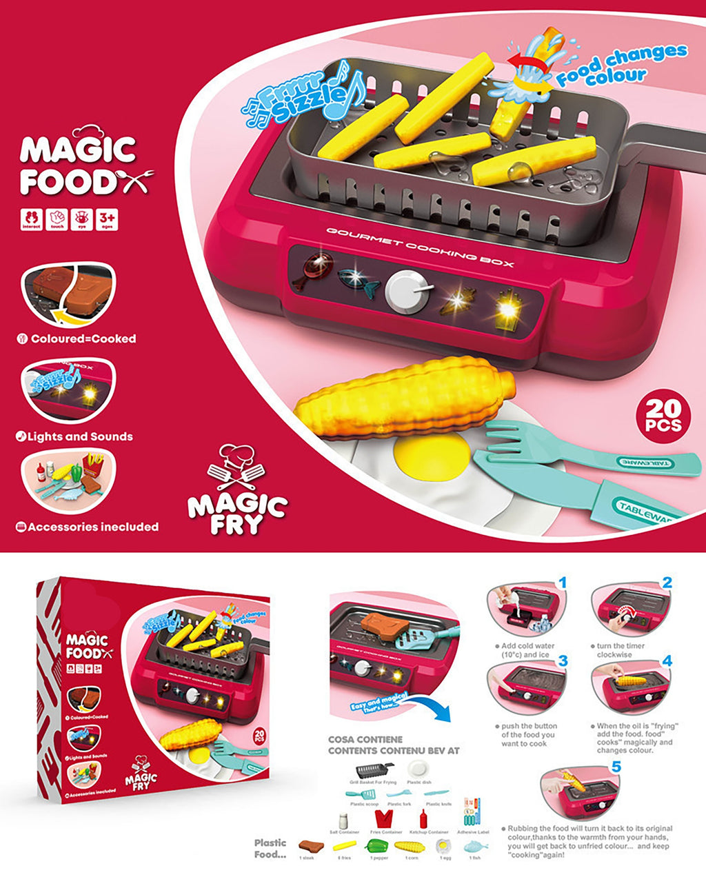 Grassland Camping Children'S Cooking Kit Toys Sound And Light Simulation Barbecue Grill,