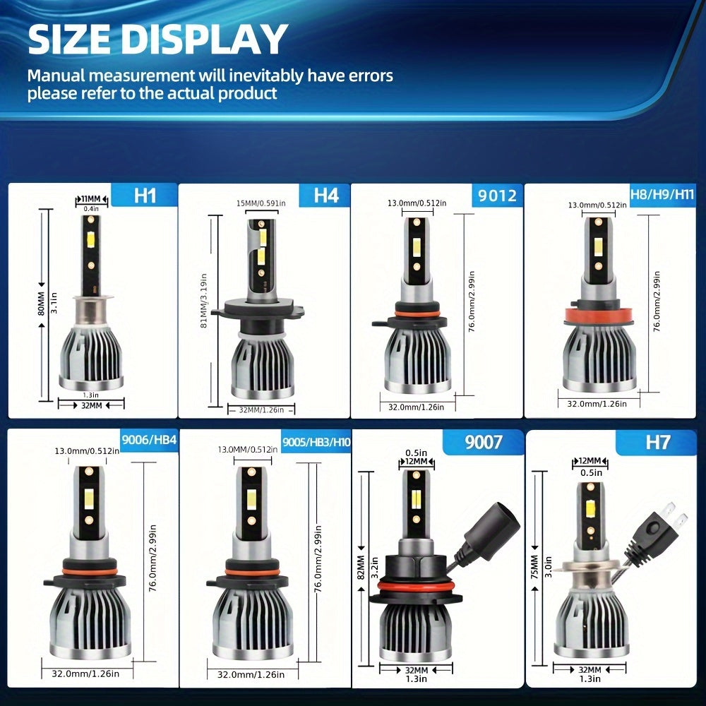 2pcs ROADSUN LED Car Headlights, 35000LM, 6000K White Light, High & Low Beam, 500% Brighter
