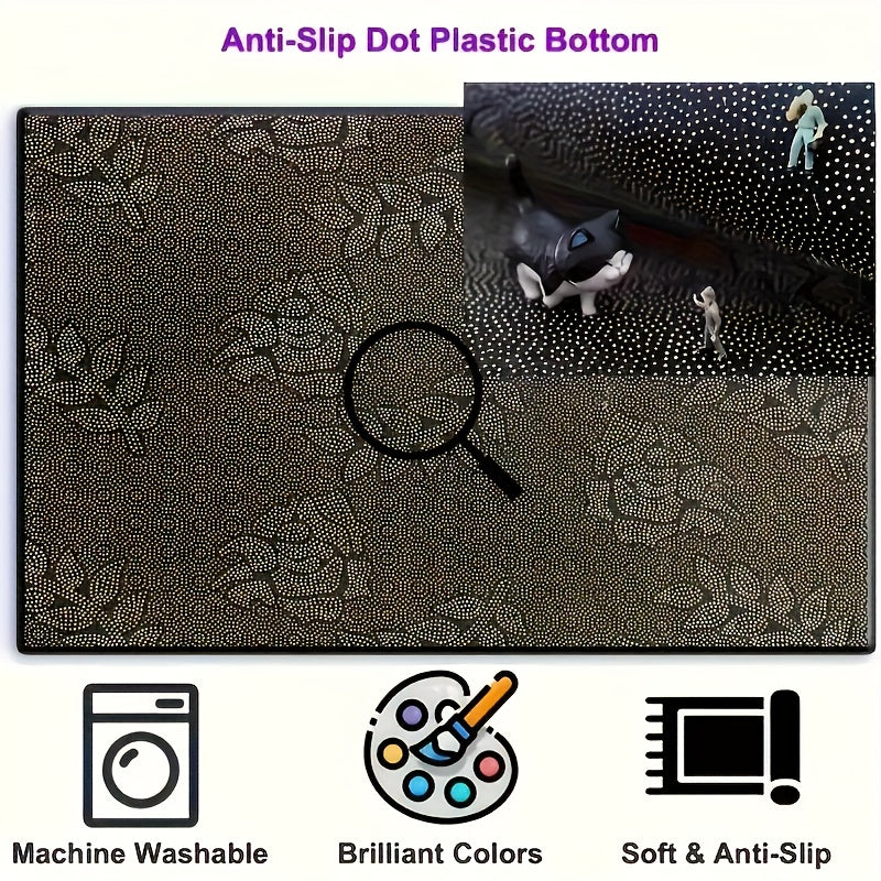 1pc Extra Large Luxury Mat - Black, Golden, Beige Modern Geometric Pattern Large Area Mat - Plush Soft Polyester Fiber Mat for Living Room, Bedroom, Kitchen - Machine Washable & Non-Slip Backing - Elegant Home Decor in Black,