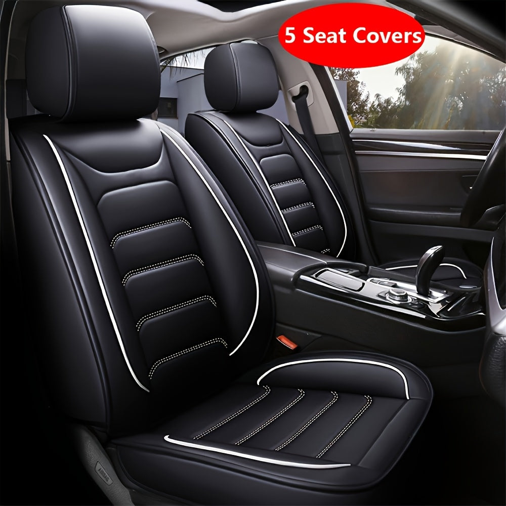 5-Seat Full Set Faux Leather Car Seat Covers - Waterproof All-Weather Protection,